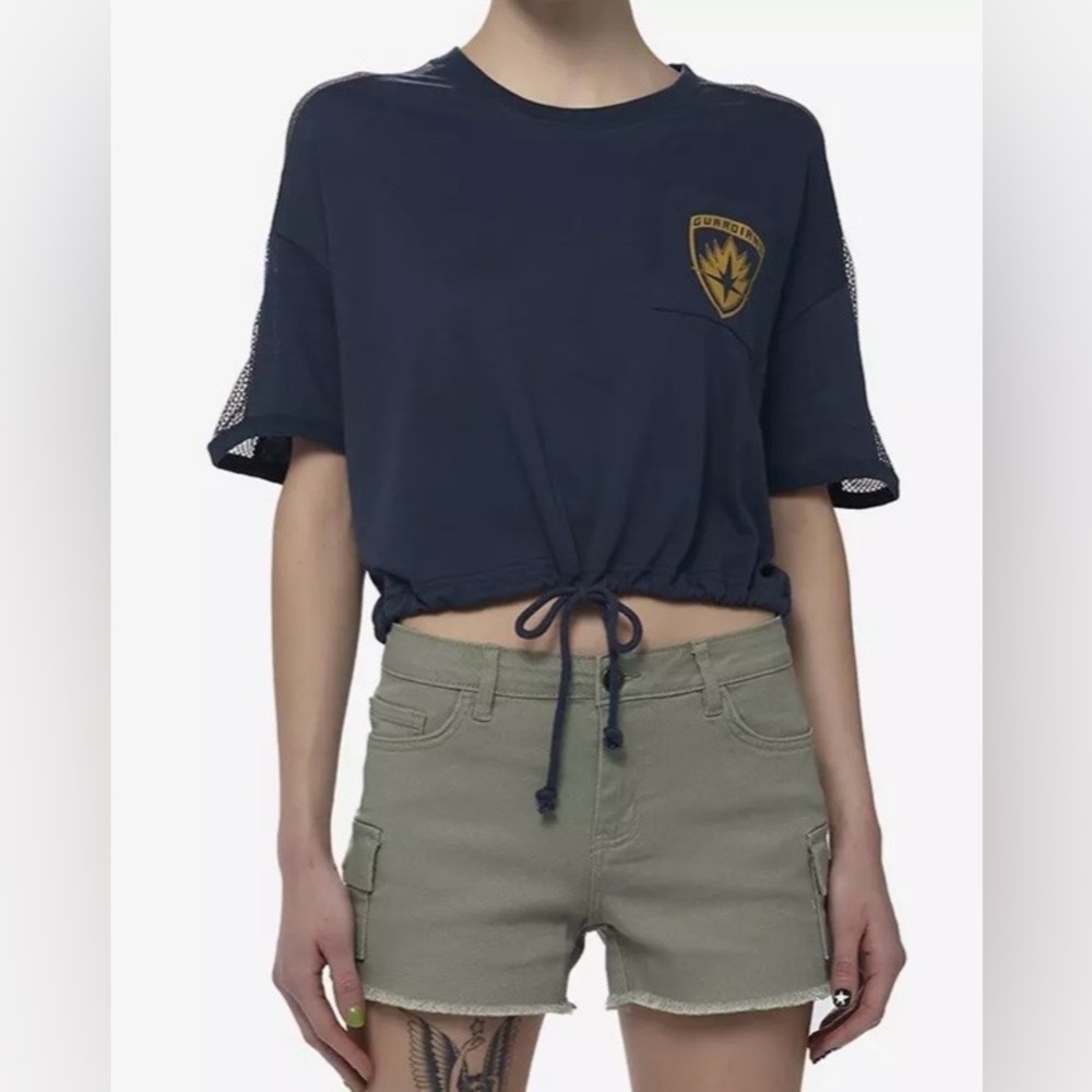 Marvel Guardians of the Galaxy Crop Top with mesh shoulders